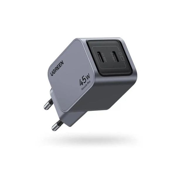Ugreen Nexode Pro 45W Gan QC PD 2xUSB-C Uzay Grisi Type-C Hızlı Şarj Cihazı