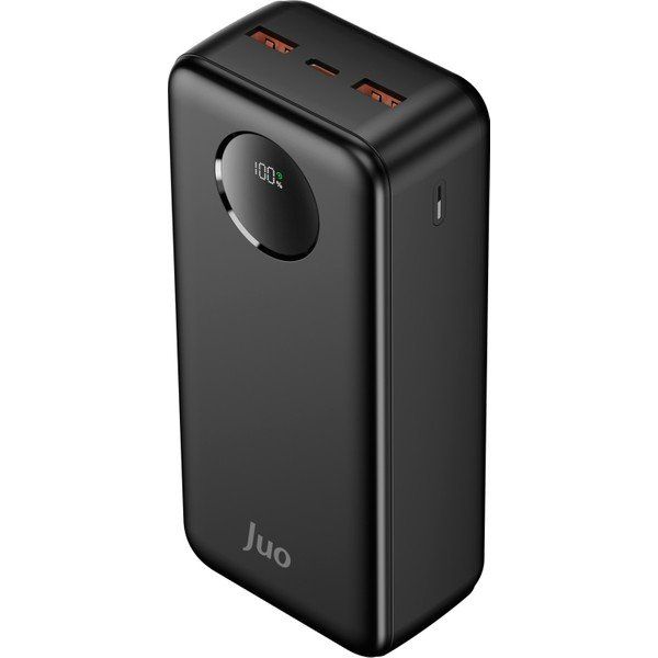 Juo 30.000 mAh 22.5W Siyah Dijital Led Ekranlı Taşınabilir Hızlı Şarj Cihazı Powerbank