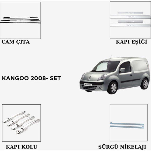 Alminox Oto Paslanmaz Çelik Kangoo 2008 Sürgü Nikelajı