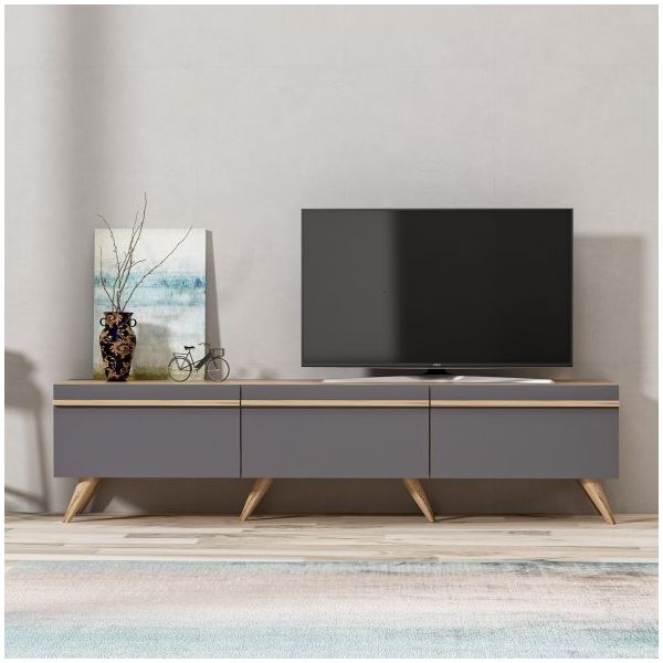 BMdekor Asil Antrasit Meşe 180 cm Tv Sehpası