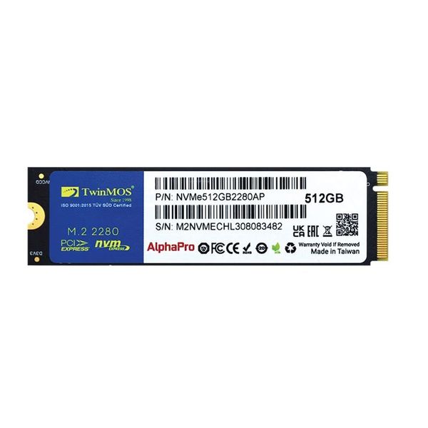 Twinmos NVME512GB2280AP AlphaPro 512 GB M.2 Gen3 NVMe SSD Okuma 3600 MB Yazma 3250 MB SSD