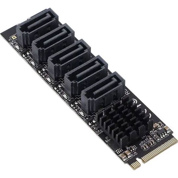 Alfais 4496 M.2 Nvme Pci-e X4 X8 X16 To Sata 3 5 Port Adaptor Riser Çoklayıcı Kart