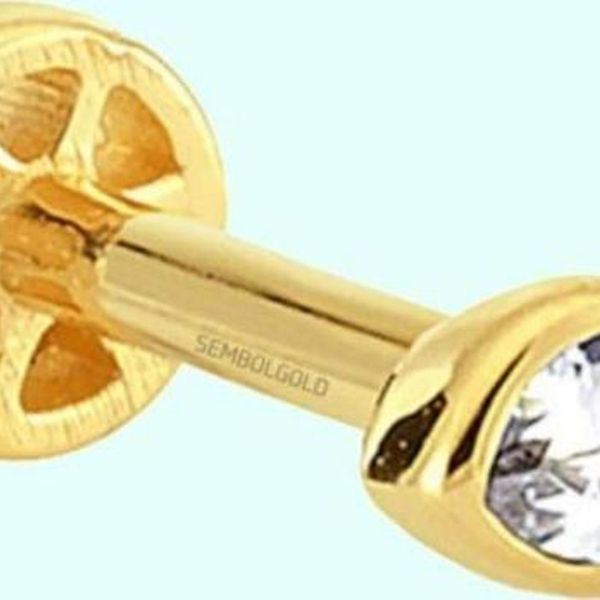 Sembol Gold 14 Ayar Altın Göz Tektaş Tragus Piercing