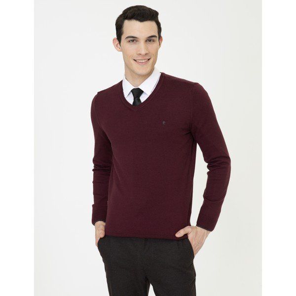 Pierre Cardin 50248554-VR014 Bordo Erkek Kazak