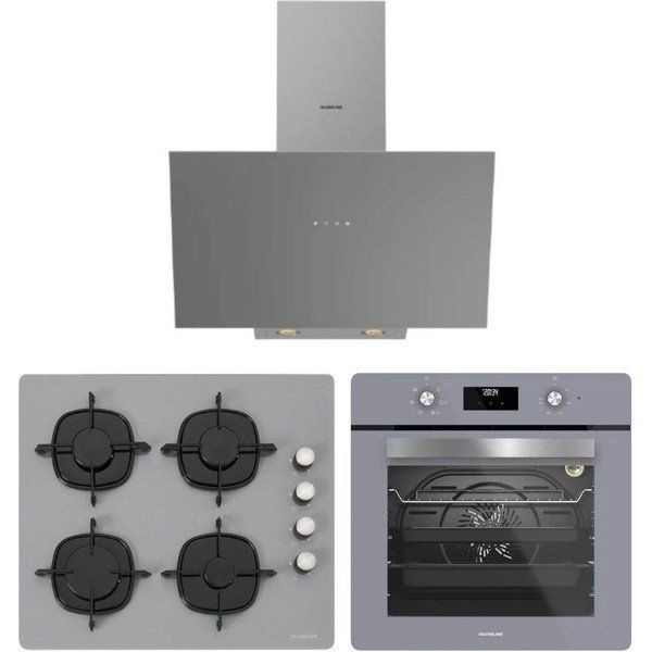 Silverline 3481 Flam - CS5335S02 - BO6502S02 Gri 3'lü Cam Ankastre Set