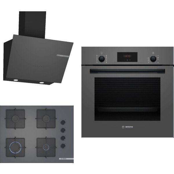Bosch HBF512BH1T - POP7C9P30O - DWK66PJ70T Gri 3'lü Ankastre Set