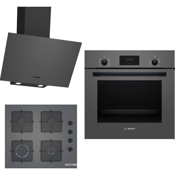 Bosch HBF512BH1T - POP6C9P30O - DWK64PJ70T Gri 3'lü Ankastre Set