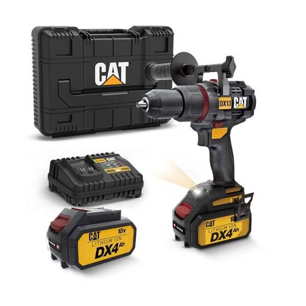 Cat DX13.1 18 Volt 4.0 Ah Li-Ion 80 NM Çift Akülü Kömürsüz Siyah Kablosuz Profesyonel Şarjlı Darbeli Matkap