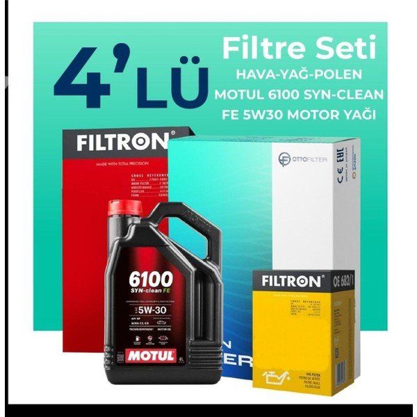 Filtron Opel Astra J 1.6 Motul Motor Yağlı 2010-2015 4'lü Filtre Bakım Seti