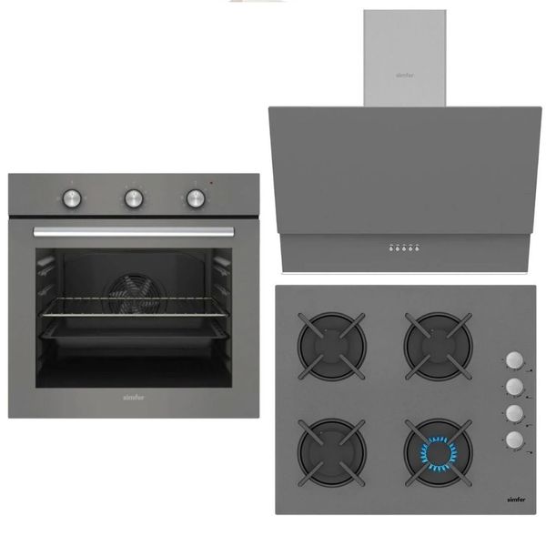 Simfer Diamond 8224 - 3537 - 8715 Gri 3'lü Ankastre Set