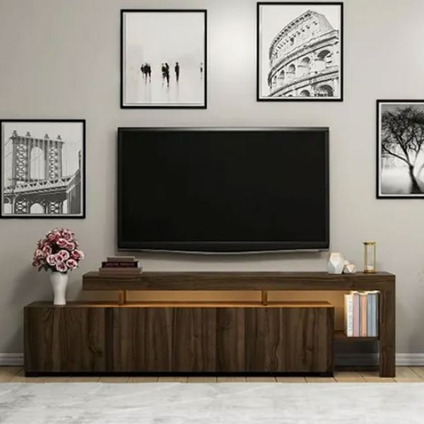 BMdekor Buğra Ceviz LED Işıklı 192 cm Tv Sehpası