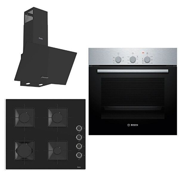 Bosch & Ferre Apiralla HBF011BR0T - SS205 - D086 Siyah 3'lü Ankastre Set