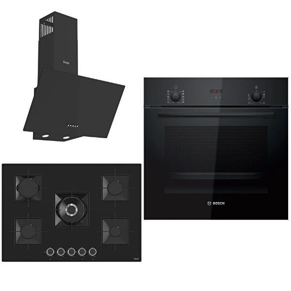 Bosch & Ferre Large Sanremo HBF512BB1T - SS035 - D086 Siyah 3'lü Ankastre Set