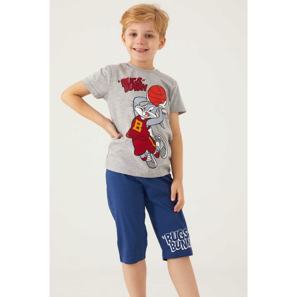 Looney Tunes L1569-3 Gri Melanj Erkek Çocuk Kapri Takım