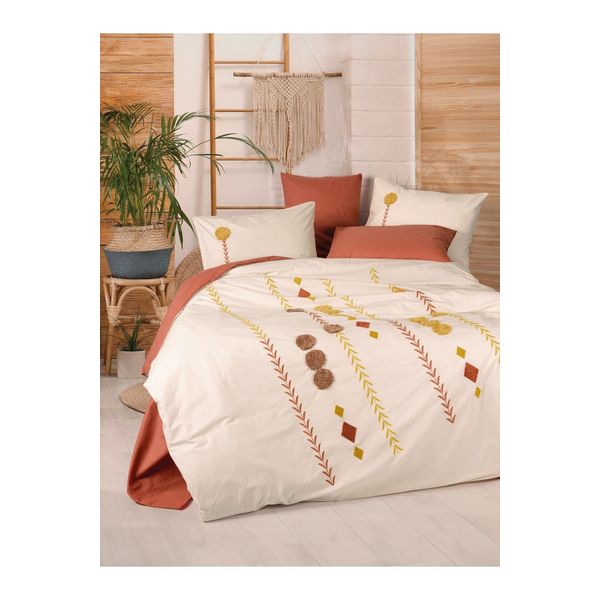 Cotton Box Puff Nakışlı Çift Kişilik Amaris Kiremit 200x220 cm Nevresim Takımı