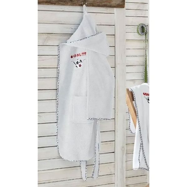 Ecocotton Funny Football Beyaz 11-12 Yaş Çocuk Bornoz
