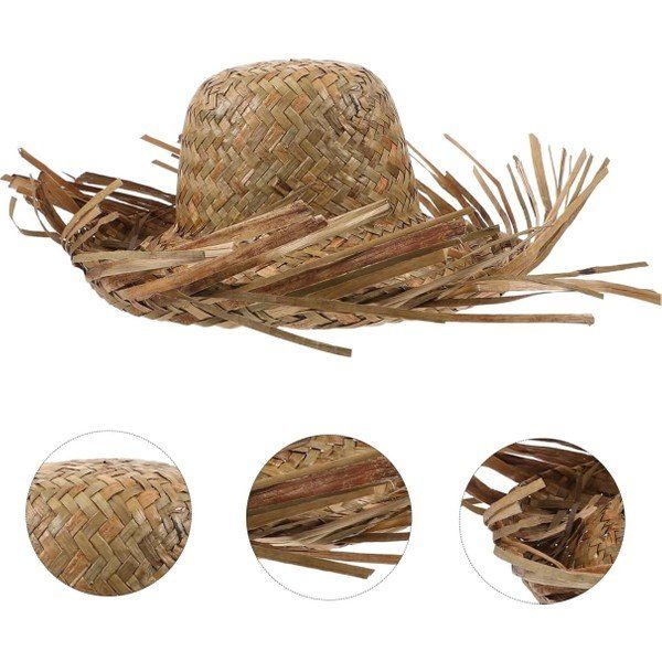 Timestart Tropikal Parti Naturel Hasır Hawaii Şapkası 13X36 cm