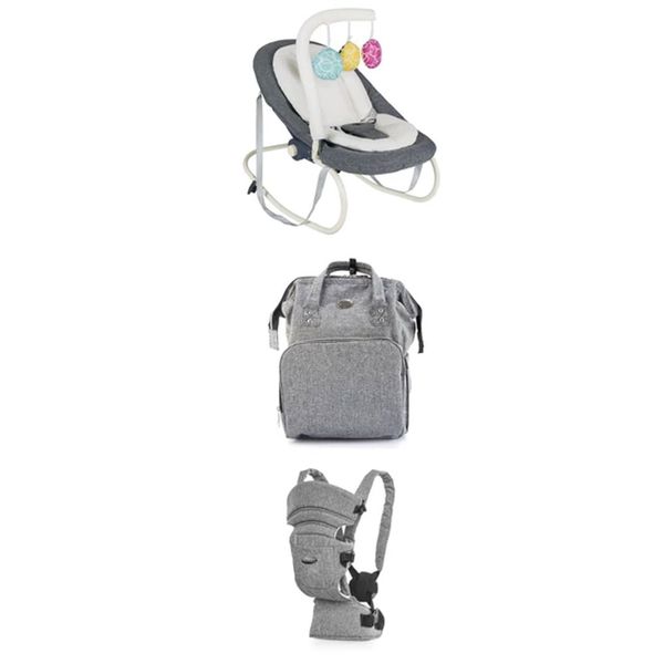 Tommybaby Füme Premium 3'lü Set-Ana Kucağı Çanta Kanguru