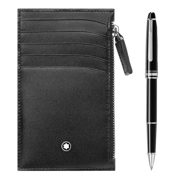 Mont Blanc 130449 Meisterstück Platin Kaplı Klasik Rollerball ve Fermuarlı Meisterstück 5 CC Erkek Cüzdan Set