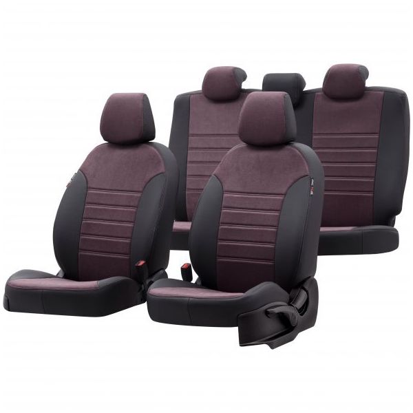 Otom Hyundai I10 2008-2013 Özel Üretim Milano Design Bordo - Siyah Oto Koltuk Kılıfı
