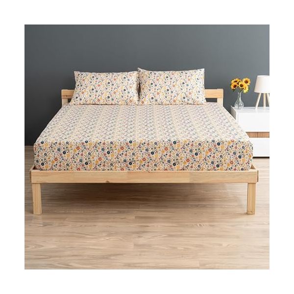 Soley Liberty Sarı %100 Pamuk Tek Kişilik 120x200 cm Lastikli Çarşaf Seti