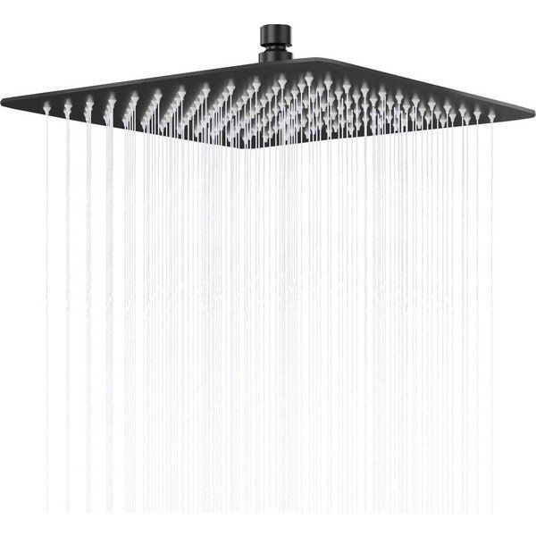 Fause KTD102-B Kare Slim 304 Metal 25x25 cm Siyah Tepe Duş Başlığı