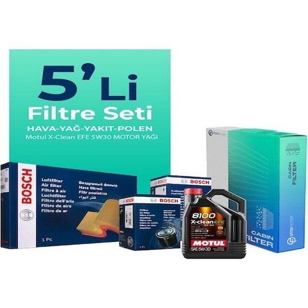Bosch Fiat Linea 1.6 Dizel Motul Motor Yağlı 2009-2017 5'li Filtre Bakım Seti