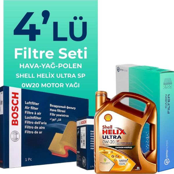 Bosch Audi Q2 35 TFSI Shell Motor Yağlı 2016-2023 4'lü Filtre Bakım Seti