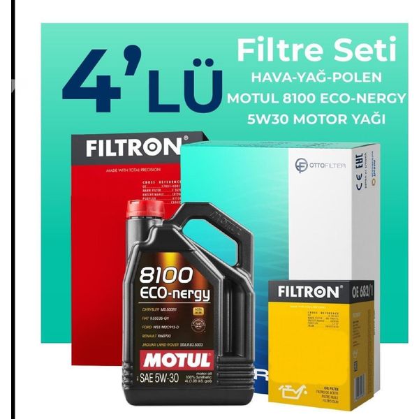 Filtron Kia Rio 1.25 Benzin Motul Motor Yağlı 2011-2017 4'lü Filtre Bakım Seti
