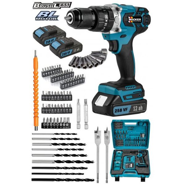 Wacker Pro Germany 013 Yeni Akilli Sistem Komursuz Motor 258 VF 90 Parça Çift Akülü Vidalama Matkap