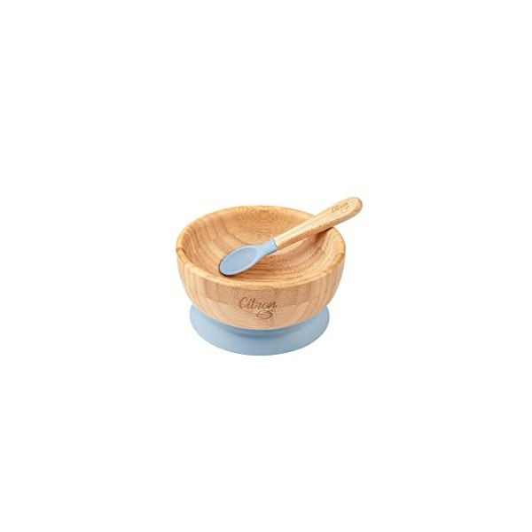 Citron 1073605 Blue Vakum Tabanlı Organik Bambu Kase Seti