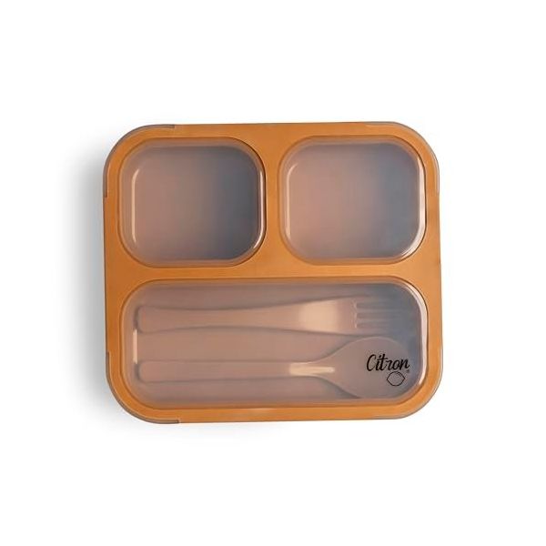 Citron 1286845 Karamel Çatal ve Kaşıklı Bento Beslenme Kutusu Seti