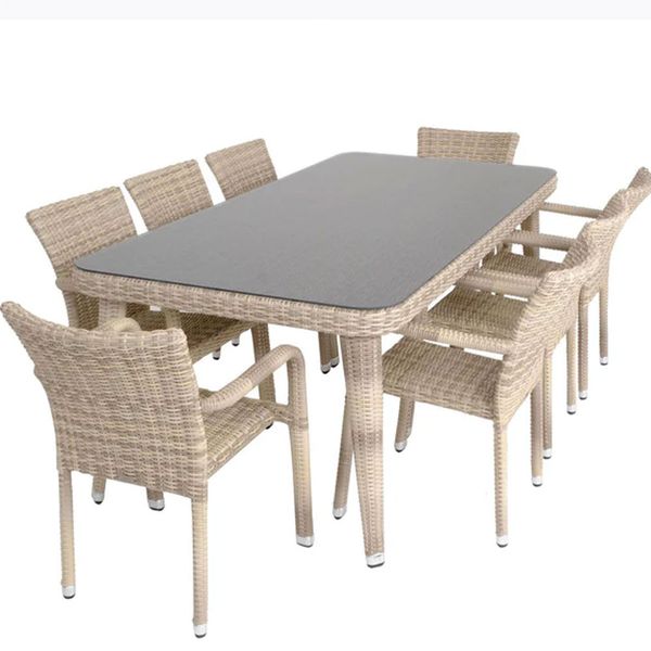 ReHome Peter 100x215 Rattan Bahçe Masa Takımı