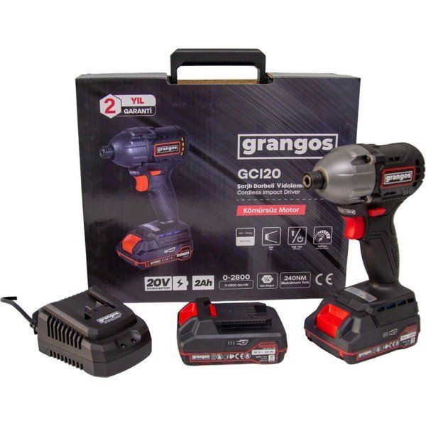 Grangos GCI20-T2 20 V 2x2 Ah Akülü Darbeli Vidalama
