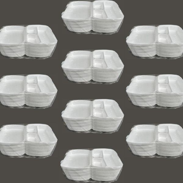 Dagyuce 23 A 20x24 cm 10x20 Adet Tek Kullanımlık Köpuk 3 Bölmeli Kapaklı Kase Kutu