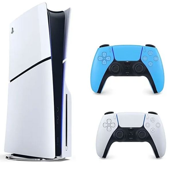 Sony PlayStation 5 Slim CD Edition 1 TB Oyun Konsolu + Beyaz Mavi 2 DualSense