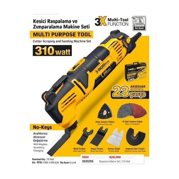 SGS 5255 310 W Kesici Raspalama Ve Zımpara Makinesi