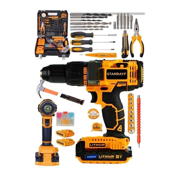 Stanrayf Germany Technology 98 V 12 Ah Darbeli Lion Çift Akülü Metal Şanzıman Turbo Şarjlı Matkap Set