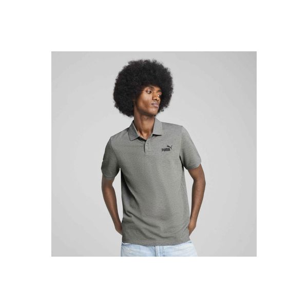 Puma Essentials No 1 Logo Pique Erkek Gri Polo Yaka Tişört