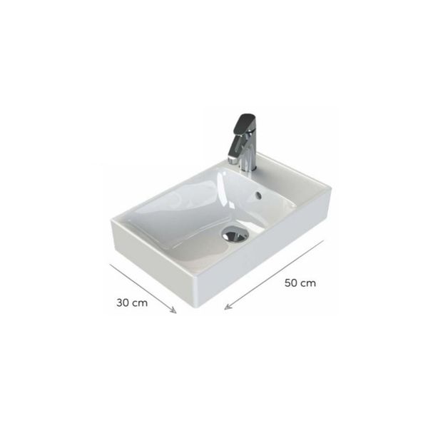 Turkuaz 50x30 cm Sharp Etajerli Lavabo
