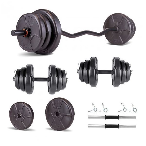Ecgspor Hero Serisi 25 kg Z Bar Dambıl Seti ve Fitness Ağırlık Seti