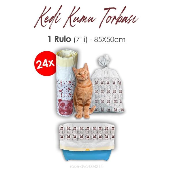 Rosie 7 Adet 24 Rulo 85x50 cm Kedi Kumu Torbası