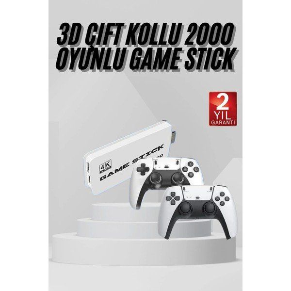 Epilons 3D 4K 2000 Oyunlu Game Stick Oyun Konsolu Çift Konsol