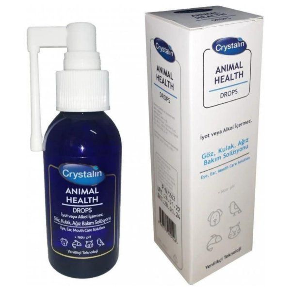Crystalin 100 ml Animal Health Kedi ve Köpekler İçin Göz Kulak ve Ağız Bakım Solüsyonu