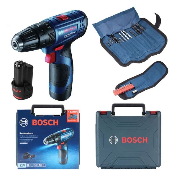 Bosch 06019G8102 GSB 120-LI Akülü Darbeli Delme Vidalama Makinesi ve 23 Parça Vidalama Seti