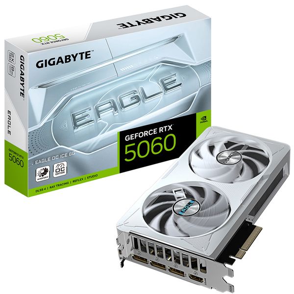 Gigabyte GeForce RTX 5060 Eagle OC Ice GV-N5060EAGLEOC ICE-8GD 8GB GDDR7 Ekran Kartı