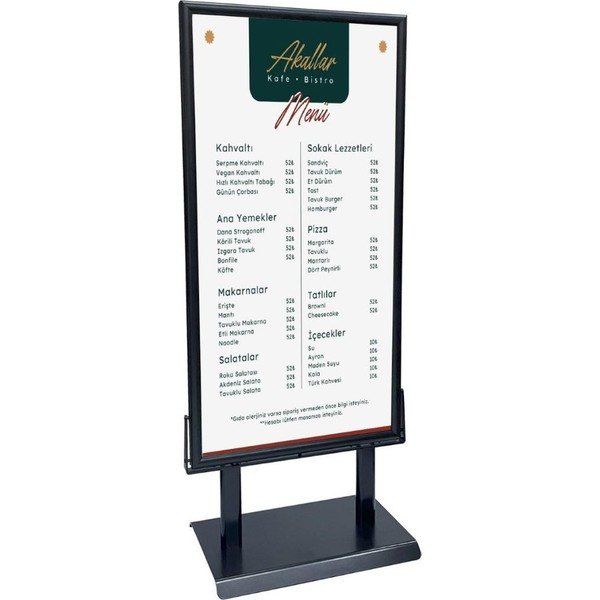 Ledbox Siyah 700x1000 mm Işıklı Sac Tabanlı Kaldırım Reklam Panosu