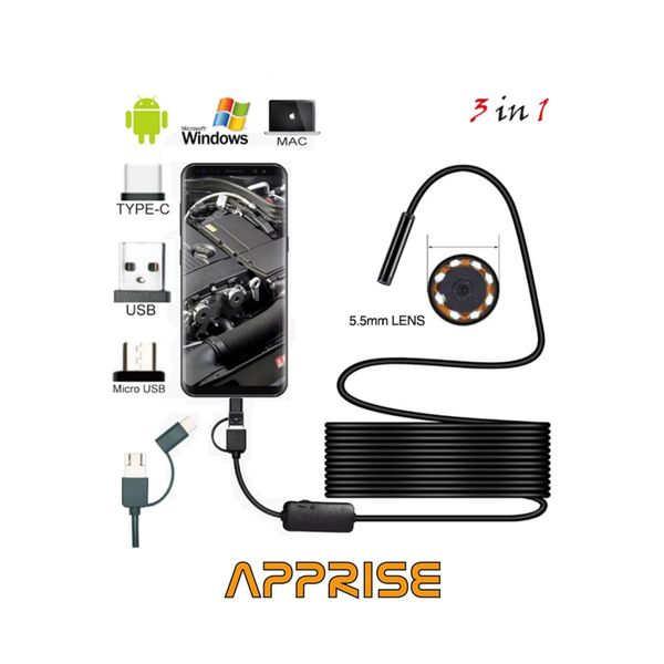 Apprise Endoskop Yılan Kamera 2 Metre 5.5mm (SERT KABLO)