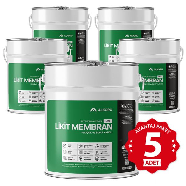Alkoru Lite Likit Membran Kauçuk ve Elyaf Katkılı 5x15 kg Sıvı Su Yalıtım Malzemesi