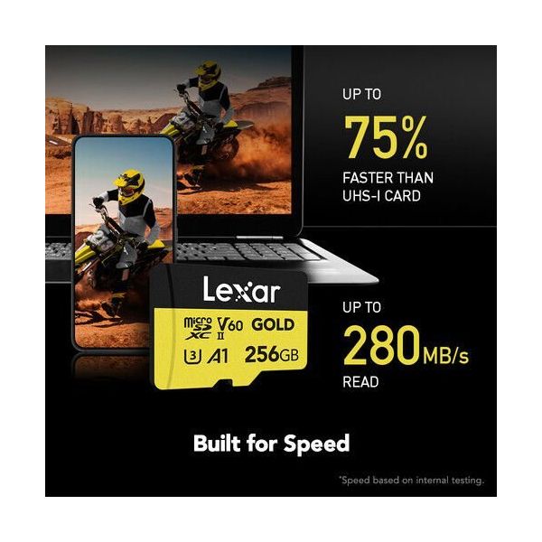 Lexar Gold Serisi 256 GB 280 MB/s UHS-II V60 MicroSD Hafız Kartı